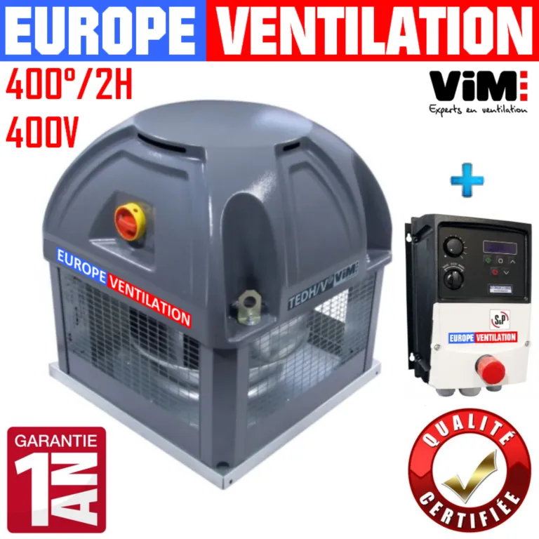 Tourelle d'extraction VIM TEDH 355 pour cuisine professionnelle 400V avec variateur de frequence