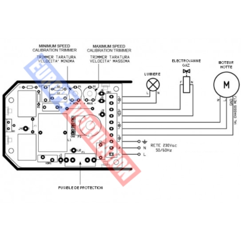 Cablage variateur hotte professionnelle 5A 230V