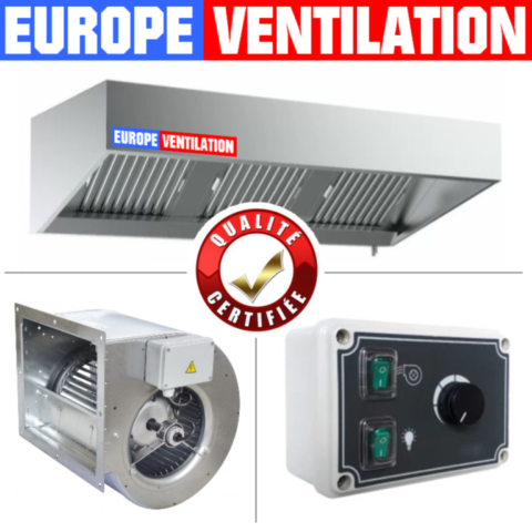 hotte professionnelle motorise avec moteur et variateur pour restaurant profondeur 950mm