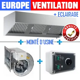 hotte professionnelle motorise avec moteur et variateur pour restaurant