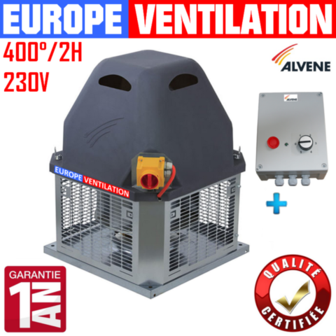 Tourelle d'extraction ALVENE EMMOS 040 pour cuisine professionnelle 230v - 3500 m3/h avec variateur