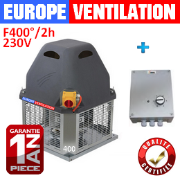 Tourelle d'extraction restaurant 400 - monophasé 230v - 5400 m3h - 750w - F400°2h pour hotte professionnelle avec variateur