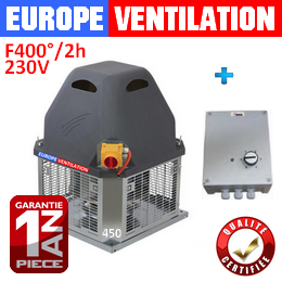 Tourelle d'extraction restaurant 450 - monophasé 230v - 6800 m3h - 1100w - F400°2h pour hotte professionnelle avec variateur